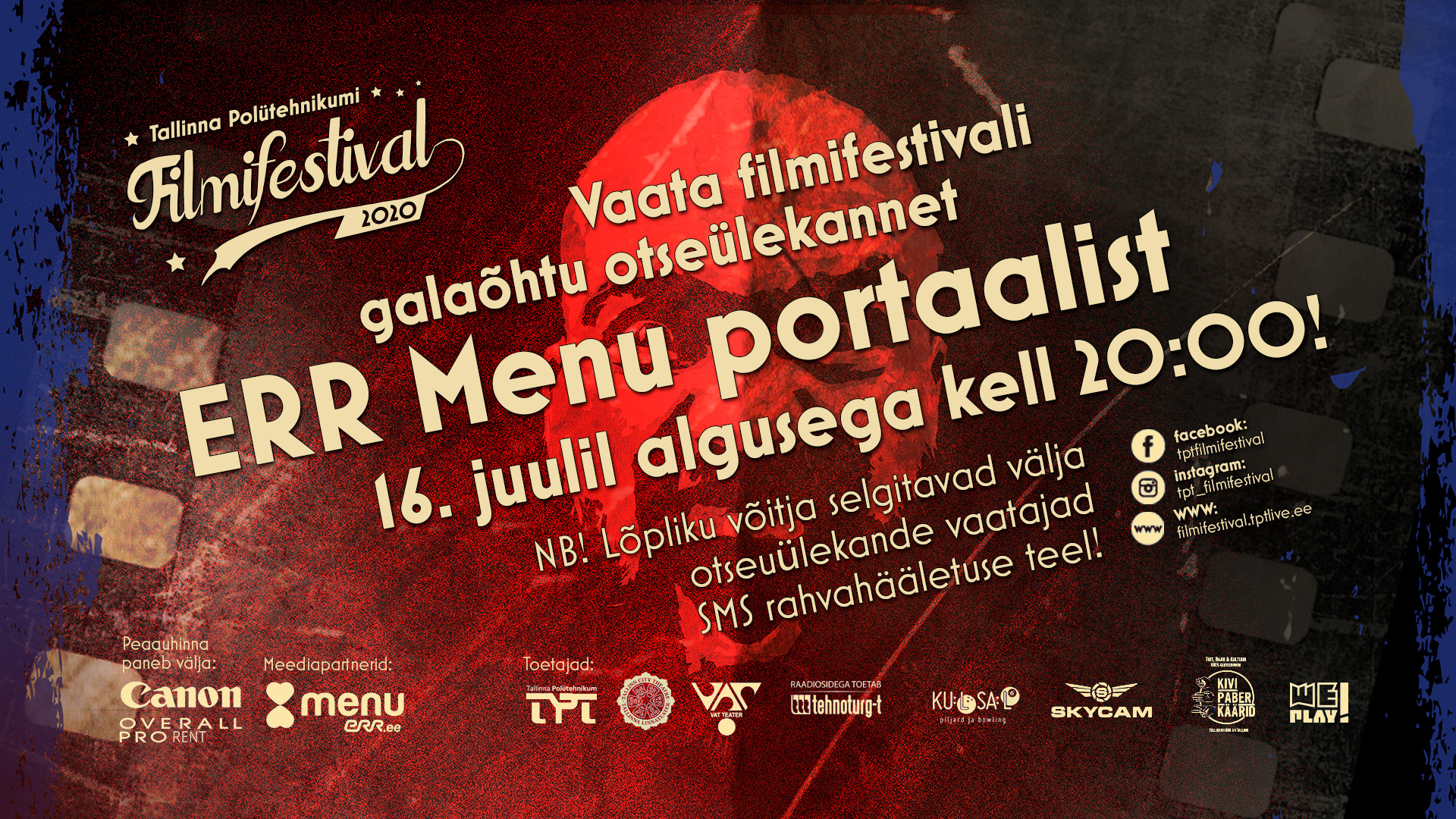 Sellel aastal näeb õpilas- ja tudengifilmide Tallinna Polütehnikumi filmifestivali live-gala otsesaadet ERR Menu portaalist